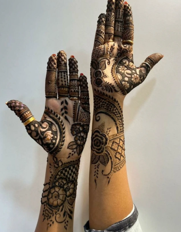Easy Bride And Groom Mehndi Design