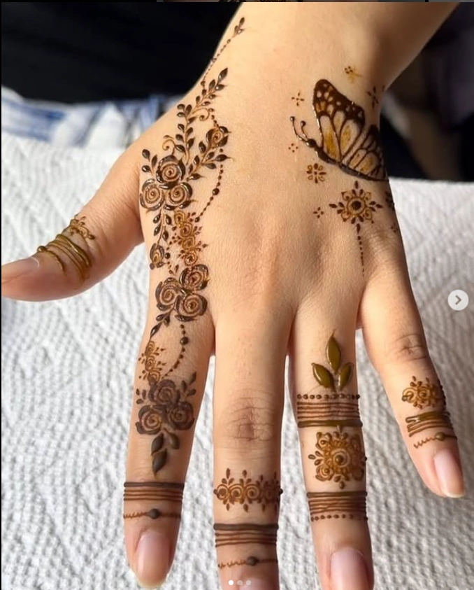 Easy Bride And Groom Mehndi Design